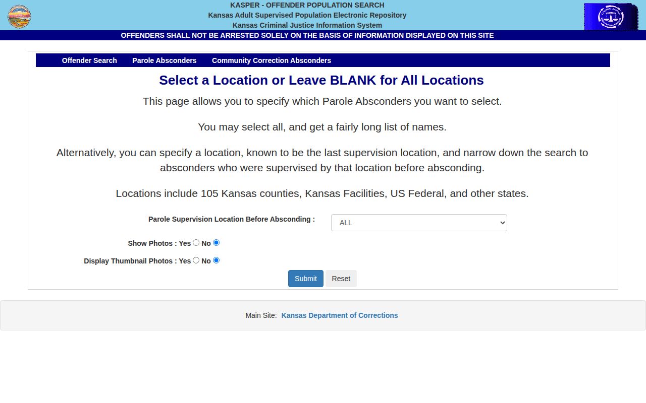 KASPER parole absconder search for Wilson County supervision records