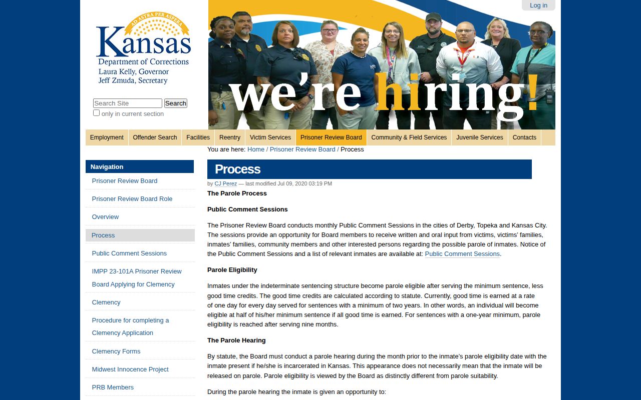 Kansas Prisoner Review Board outcomes for Wilson County parole records